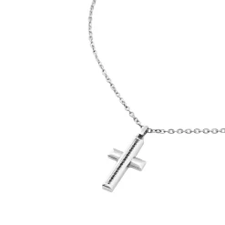 TAG AND CROSS-STAINLESS STEEL NECKLACE WITH PENDANT