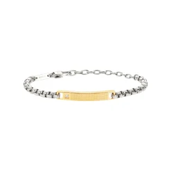 TAG AND CROSS-TWO-COLOR STEEL BRACELET WITH CUBIC ZIRCONIA