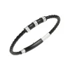 WANDERLUST-BRACELET IN STEEL AND BLACK VOWEN LEATHER