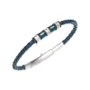 WANDERLUST-BRACELET IN STEEL AND BLUE VOWEN LEATHER