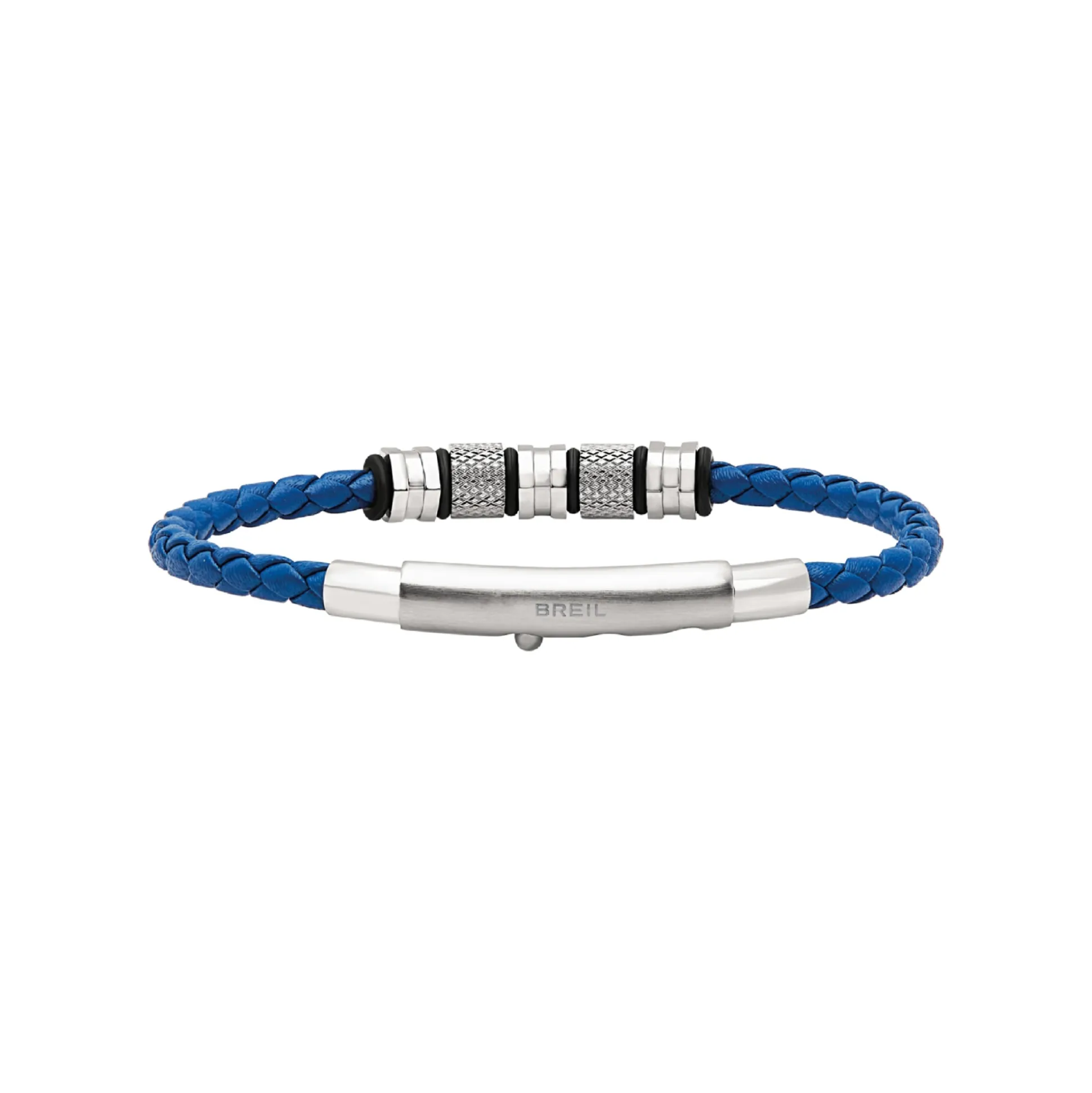WANDERLUST-BRACELET IN STEEL AND ELECTRIC BLUE VOWEN LEATHER