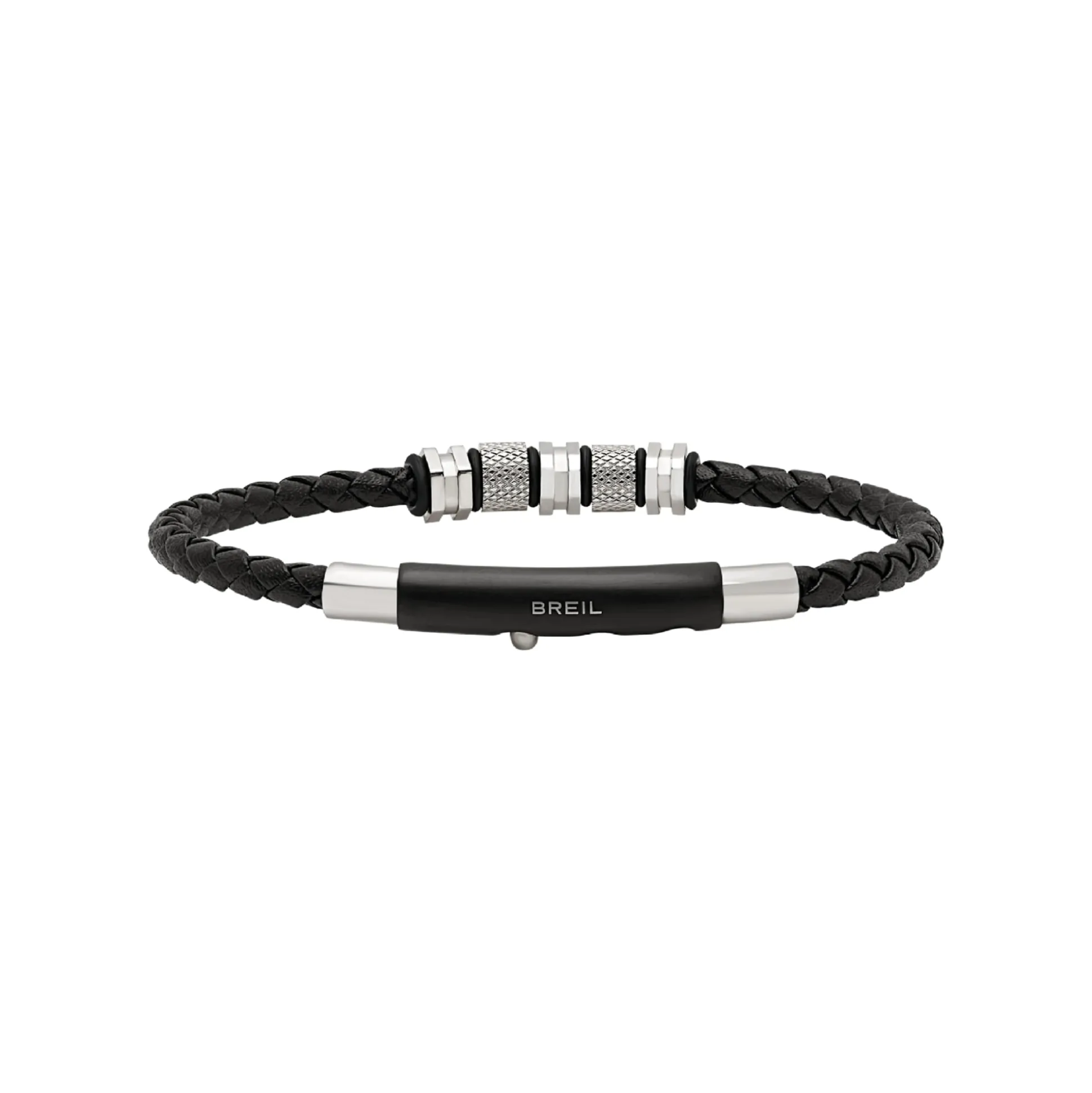 WANDERLUST-BRACELET IN STEEL AND BLACK VOWEN LEATHER